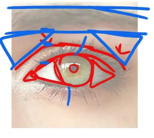 Olho desenhado a partir de formas geométricas